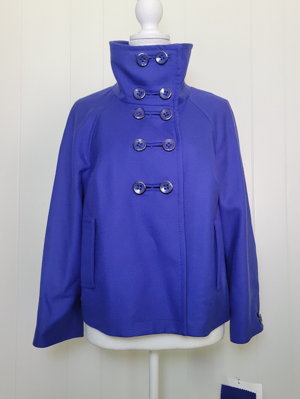 NWT Carlisle Wool Peacoat Jacket Double Breasted Short Tranquil Blue Luxury 10